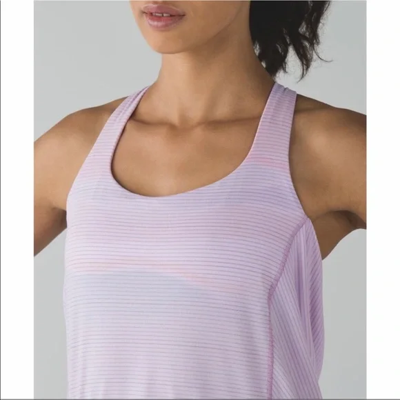 Lululemon Wild Tank Top lavender coral-Pink & White Floral Stripe - Size 6 - Picture 3 of 12